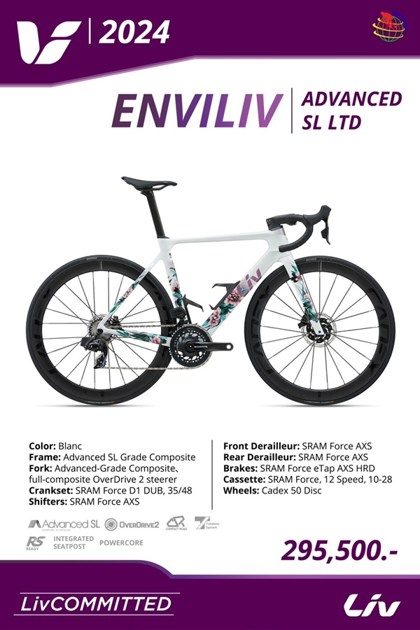 จักรยานเสือหมอบ LIV ENVILIV ADVANCED SL LTD ชุดเกียร์ SRAM Force AXS 2X12 Speed ทรงแอโร่ Limited Liv 2024
