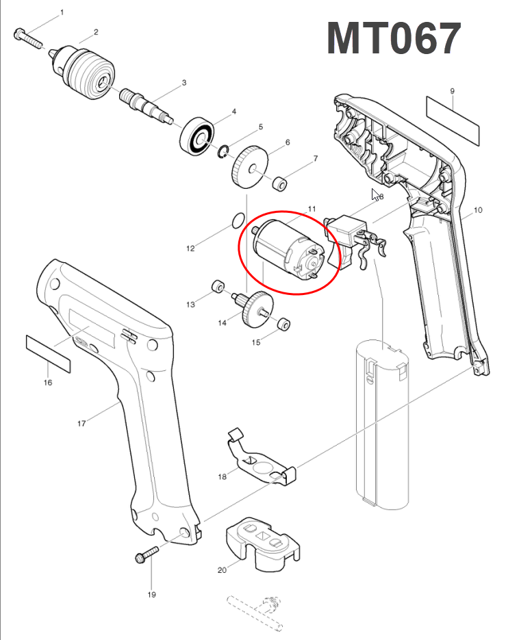 มอเตอร์สว่านไร้สาย Maktec MT067 Pn.629813-6 (แท้) ##