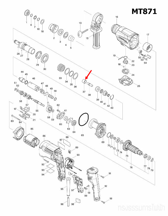 SLEEVE 9A สว่านโรตารี่ Maktec มาคเทค, Makita มากีต้า MT870, MT871, M8701 [#37] Pn.325782-6 (แท้) ##(**)
