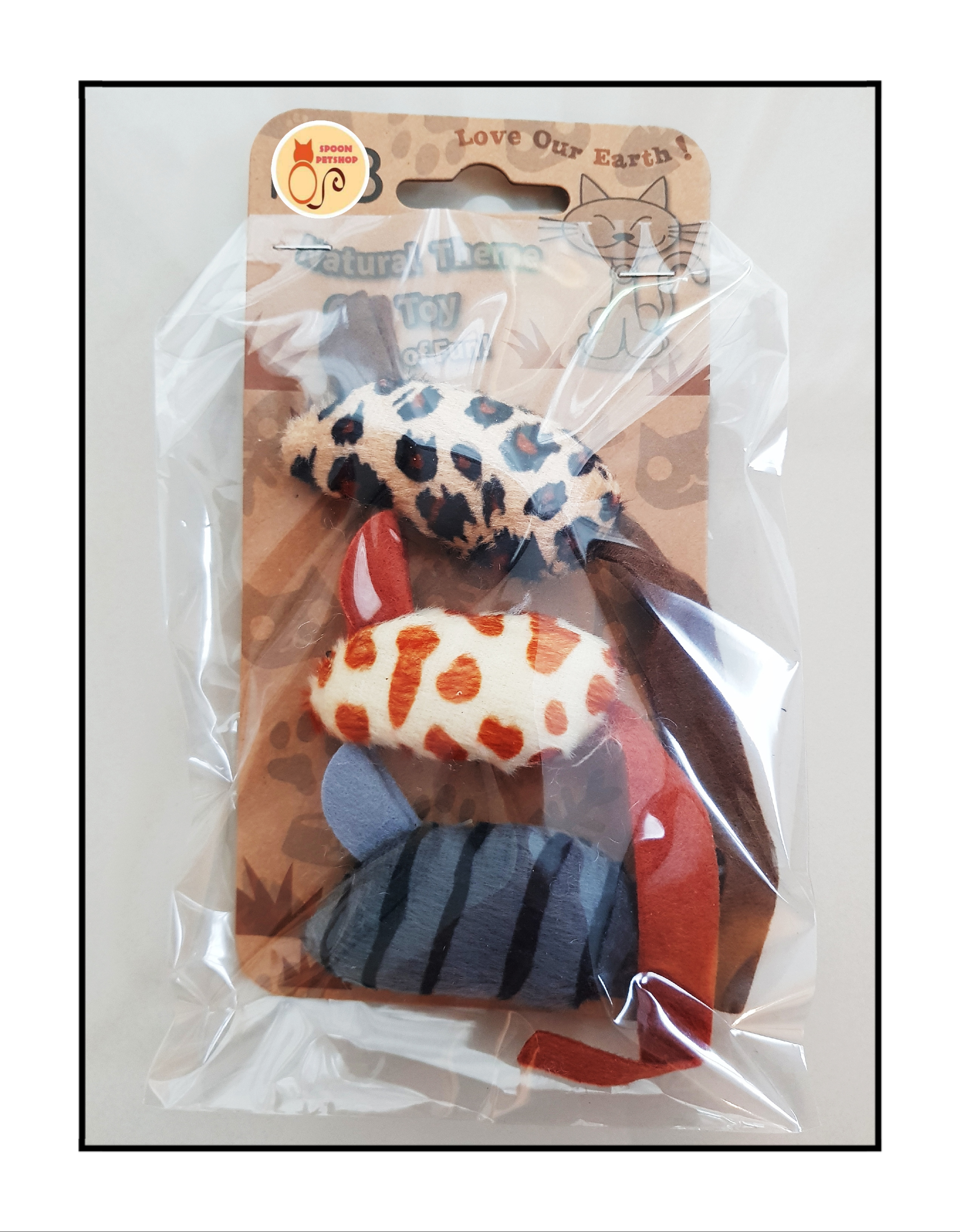 ของเล่นแมว หนูแคทนิป หนูลาย 3 ตัว
