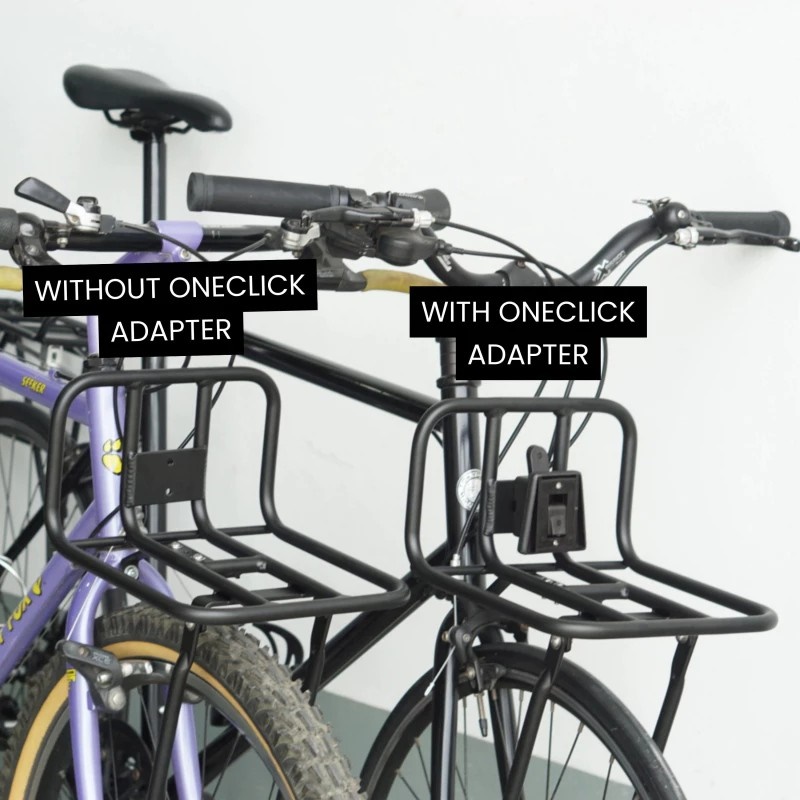 ตะแกรงหน้า VINCITA C057OC ONECLICK สำหรับทัวร์เบาๆ และใช้ทุกวัน ติดตั้งง่ายที่แกนล้อและรูเบรก รองรับกระเป๋า Brompton และระบบ OneClick Adapter รับน้ำหนักได้ 7 กก.