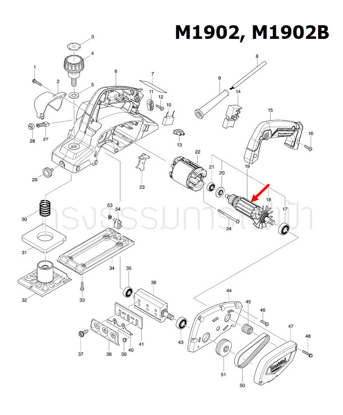 ทุ่น กบไฟฟ้า Maktec มาคเทค, Makita มากีต้า MT192, M1902, M1902B Pn.513478-3 (แท้) ##