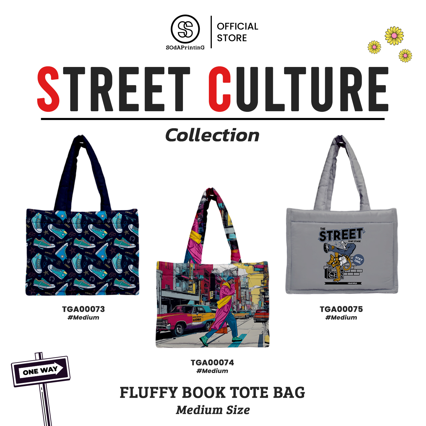 กระเป๋า Fluffy Book Tote Bag Medium Size Street Culture รหัส TGA00073-TGA00075 #SOdAPtintinG