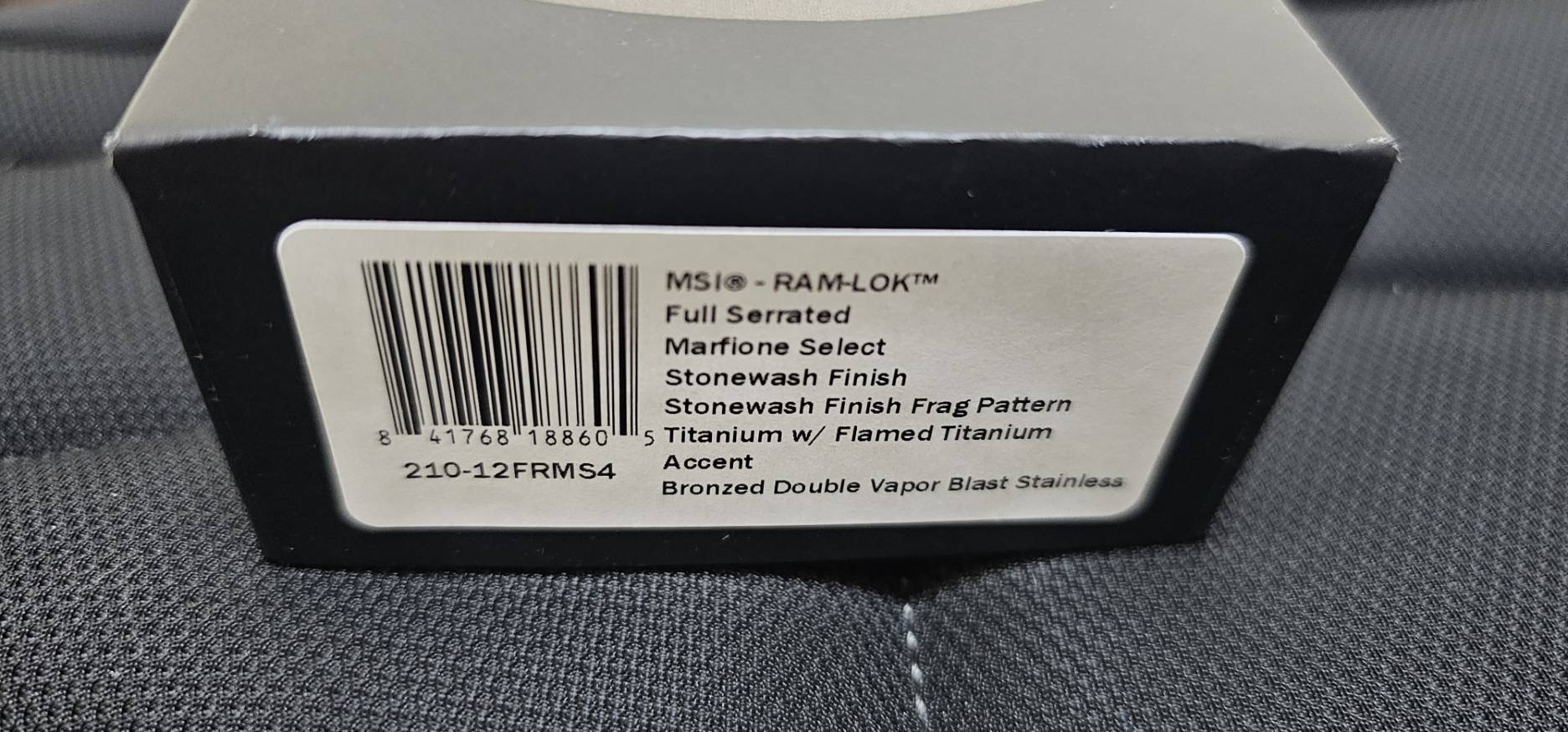 Microtech Marfione Select MSI RAM LOK Frag Titanium Handles w/ Double Vapor Blast & Flamed Accents & Full Serrated Stonewash M390MK
