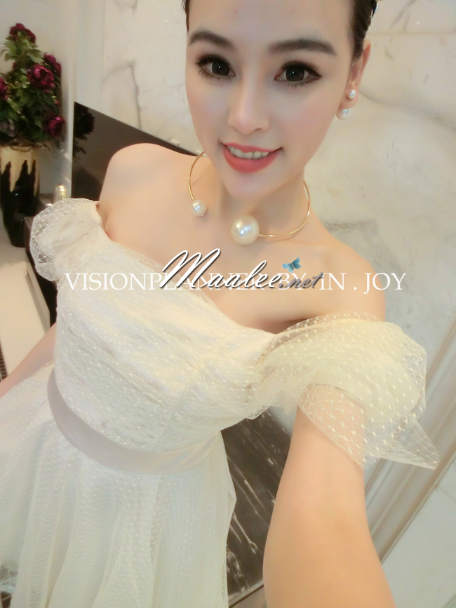 พร้อมส่ง ชุดออกงาน ชุดเดรสสั้น สีครีม Apricot