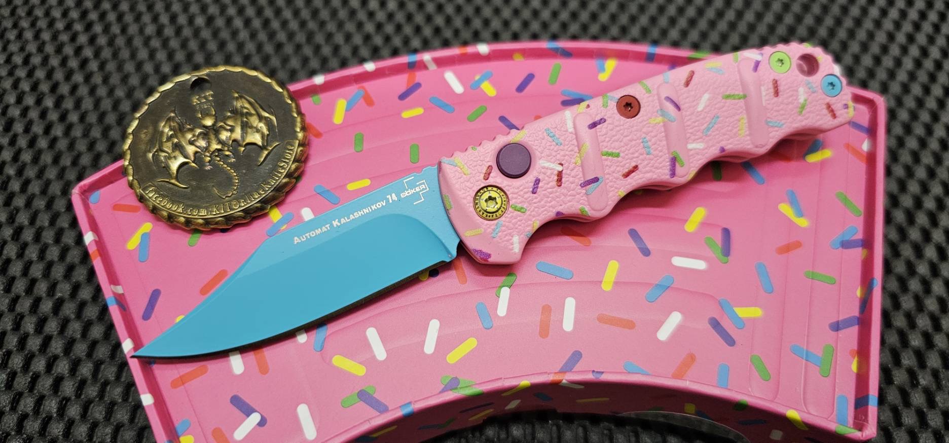 Boker Mini Dessert Warrior Kalashnikov Bowie Automatic Knife (2.5") Donut Knives Innovative