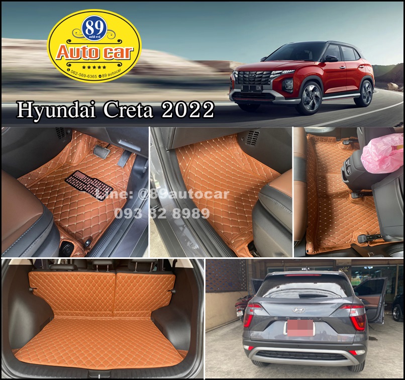 พรมรถ Hyundai Creta 2022 ปูพรม6D สีน้ำตาลเข้ม เต็มคัน