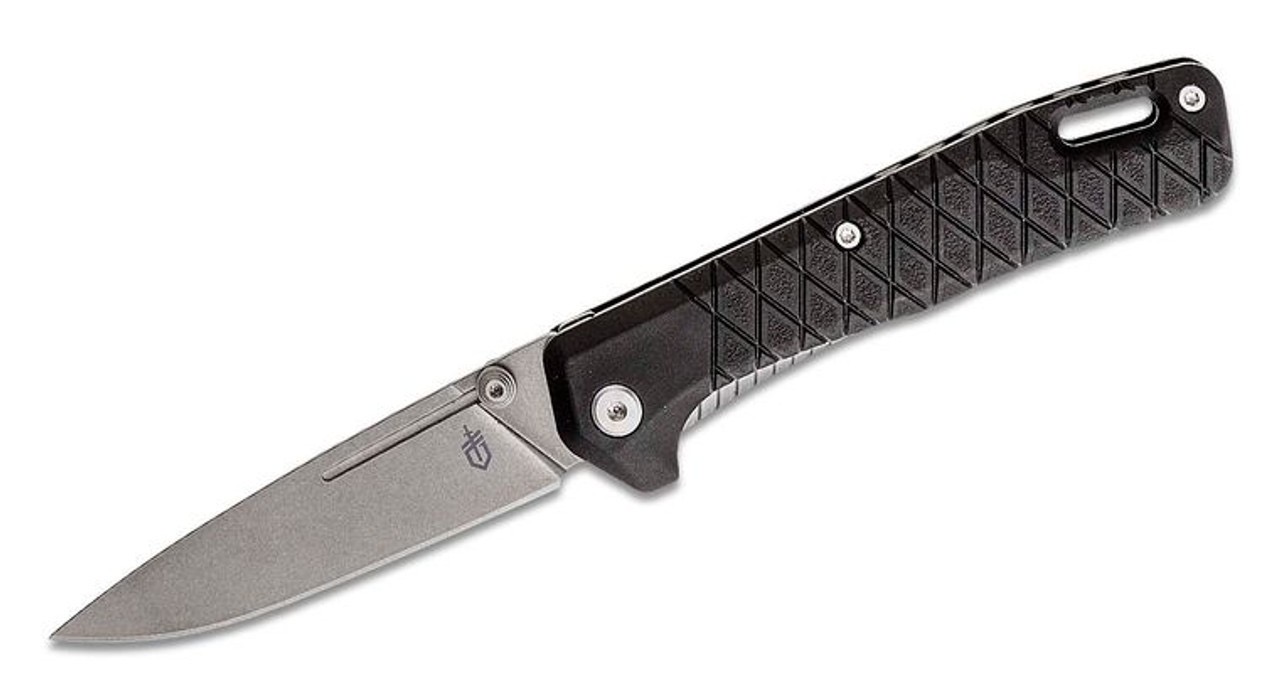 Zilch Folding Knife with Black Drop Point Plain Blade and Coyote Brown GRN Handles