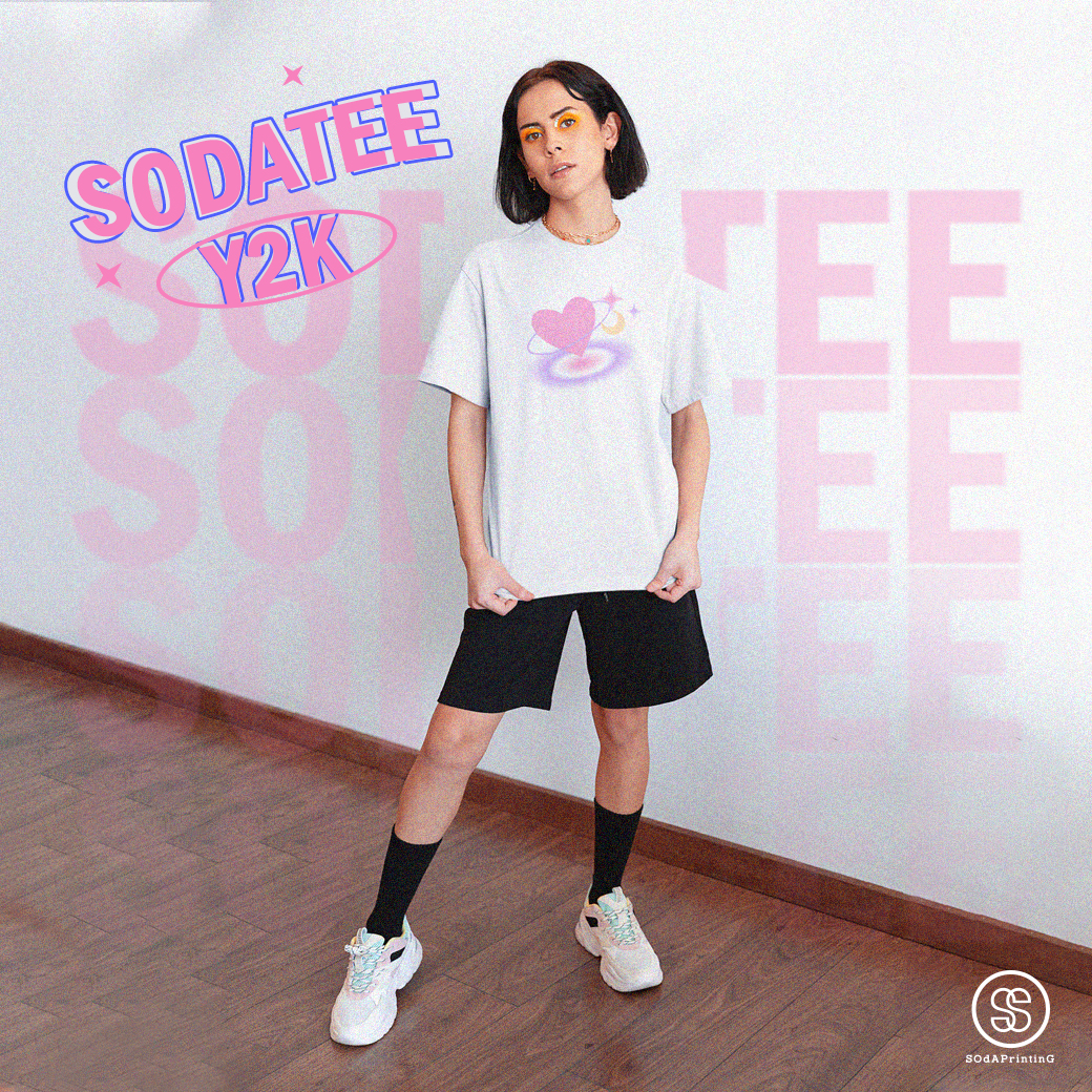 เสื้อยืด พิมพ์ลาย Heart Y2K Collection สีขาว รหัส TSA00326 #เสื้อ #เสื้อยืด