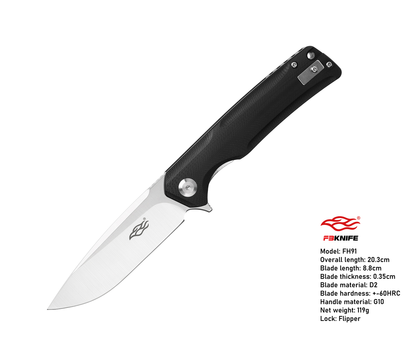 *NEW* มีดพับ Ganzo กานโซ่ รุ่น FH91-BK / D2 Steel / ของแท้ 100%