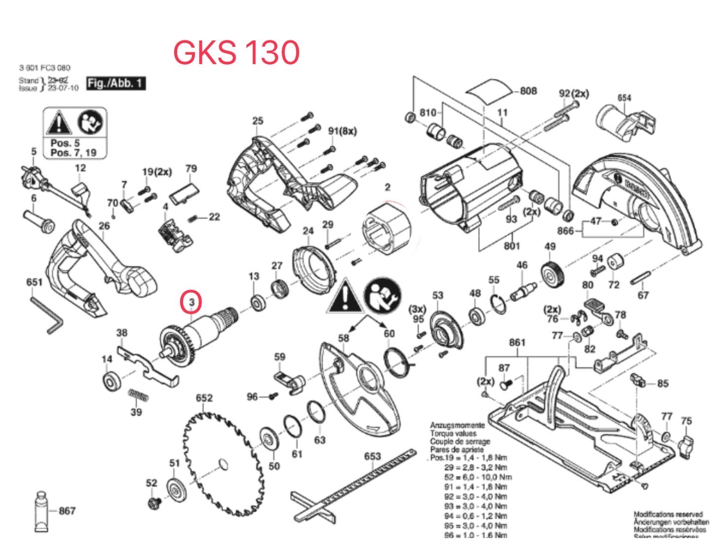 ทุ่น เลื่อยวงเดือน BOSCH รุ่น GKS130 Pn.1619PB9415 (แท้)##(*)
