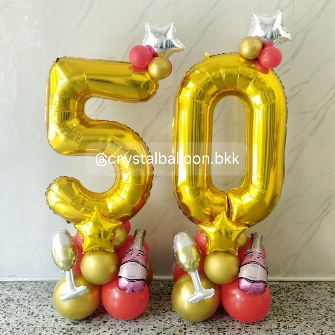 ลูกโป่ง วันเกิด ฟอยล์ตัวเลข ขนาด 40" ตั้งฐาน 2 ชิ้น สีทอง พร้อมตกแต่ง สามารถเปลี่ยนสีลูกโป่ง/เปลี่ยนสี-ฟอยล์ตัวเลข/เปลี่ยนฟอยล์ตกแต่งได้