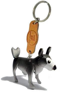 พร้อมส่ง พวงกุญแจหนังแท้ Handmade รูปหมาไซบีเรียนฮัสกี