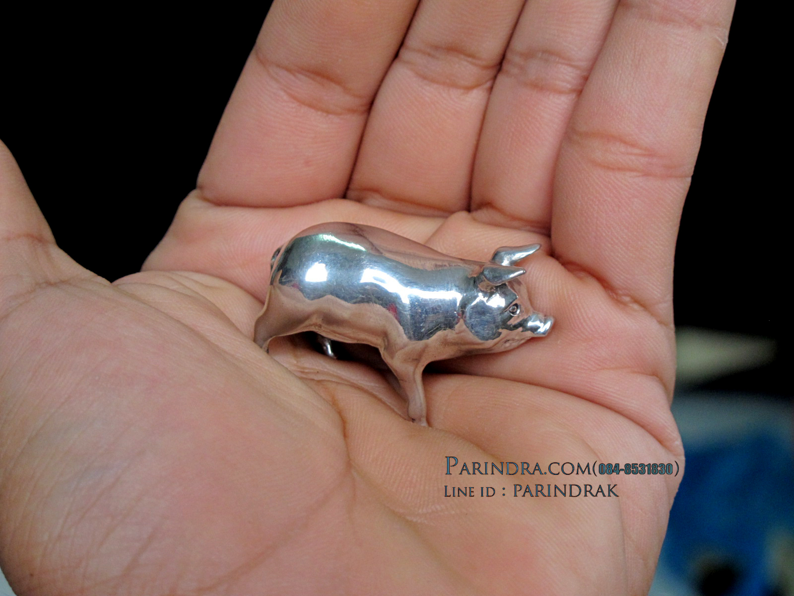 รูปหล่อรูปหมู ทำจากโลหะ Pewter งานฝีมือคนไทย 100% (สวยมากๆคล้ายเนื้อเงินแท้)
