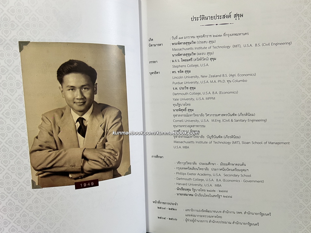 อนุสรณ์ในงานพระราชทานเพลิงศพ นายประสงค์ สุขุม อดีตรัฐมนตรีช่วยว่าการกระทรวงพาณิชย์