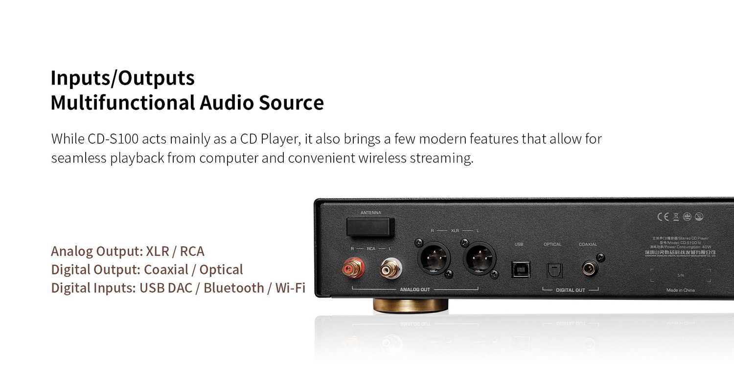 <สั่งจองล่วงหน้า> Shanling CD-S100 IV เครื่องเล่น CD รุ่นแรกระบบ DAC ROHM BD34352 ใหม่ รองรับ Dual Hi-Res ประกันศูนย์ไทย