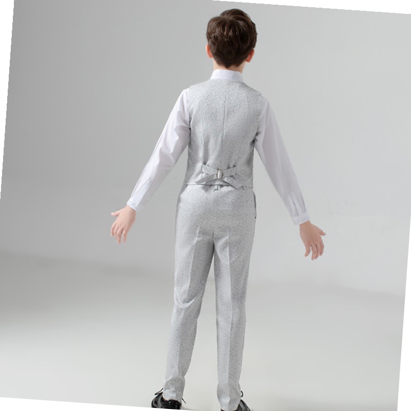 Pre-order ชุดสูทเด็กชาย สีเทา ทอลายในเนื้อผ้า