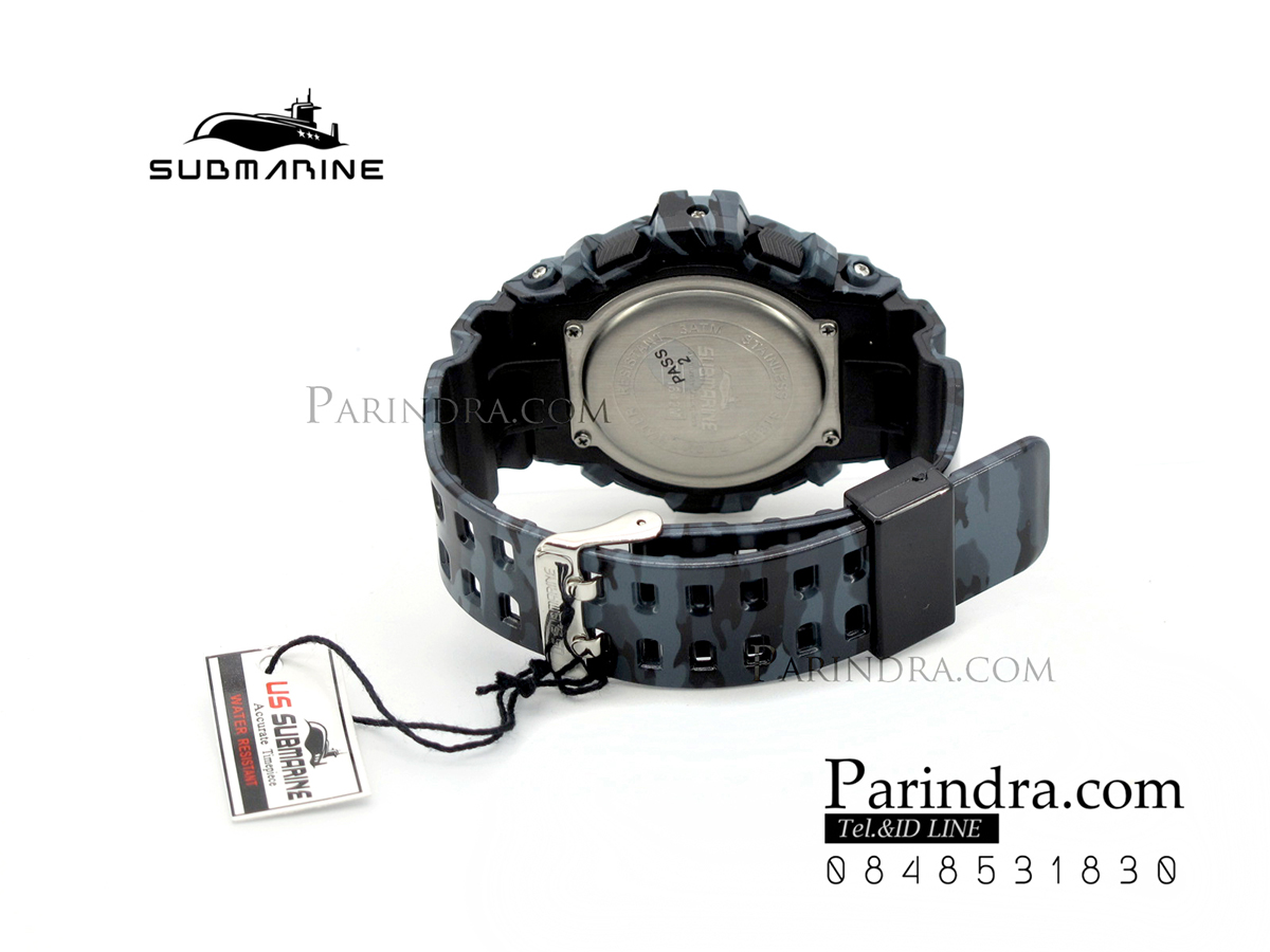 นาฬิกา US submarine รุ่น TP1342M (Military) สีลายพรางทหารสีเทาเข้มๆ หน้าปัดพื้นเทา
