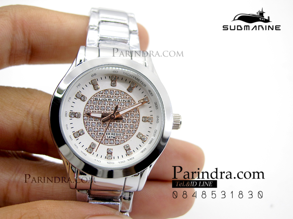 นาฬิกา U.S. submarine รุ่น J075L หน้าปัดคริตตัลสีขาวลาย Pink Gold