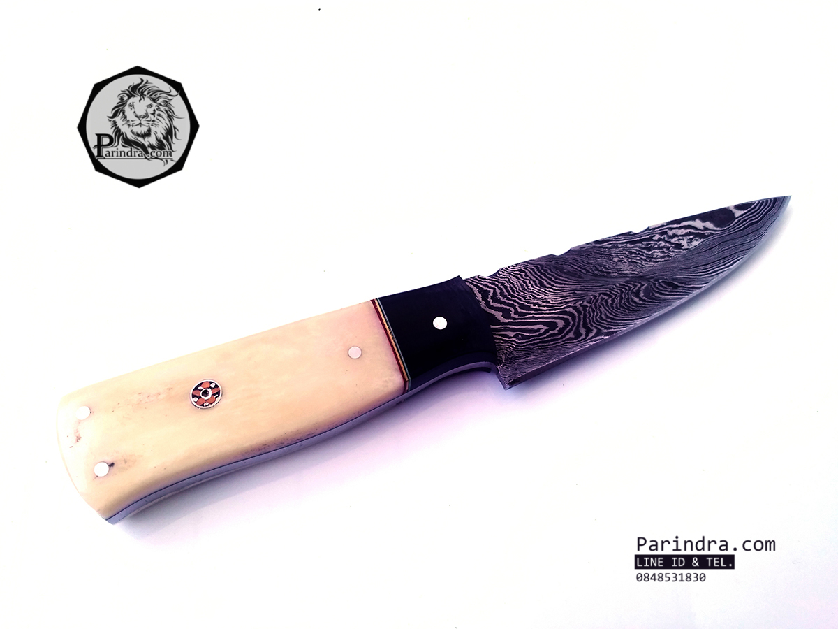 มีดดามัสกัส ทรงมีดแล่ (Damascus) ด้ามกระดูกอูฐและเขาวัว ขนาด 7.5 นิ้ว ตีพับ 200 ชั้น นำเข้าจาก ปากีสถาน DPK007