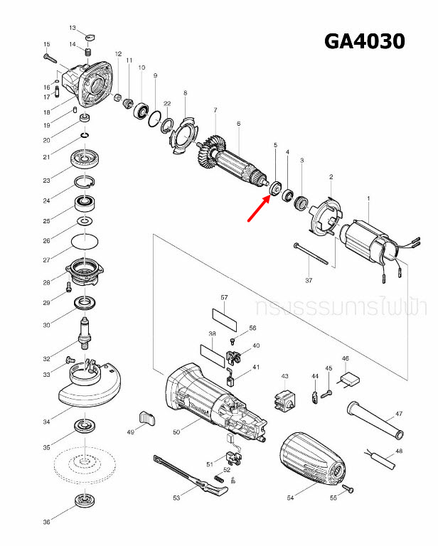 INSULATION WASHER หินเจียรไฟฟ้า Makita MT190, MT370, MT372, MT814, MT958, HR2475, HP1630, GA4030, GA4031, 4350CT, 9500NB, 9533B, 9553NB, 9556NB, HN, HP Pn.681636-0(แท้)