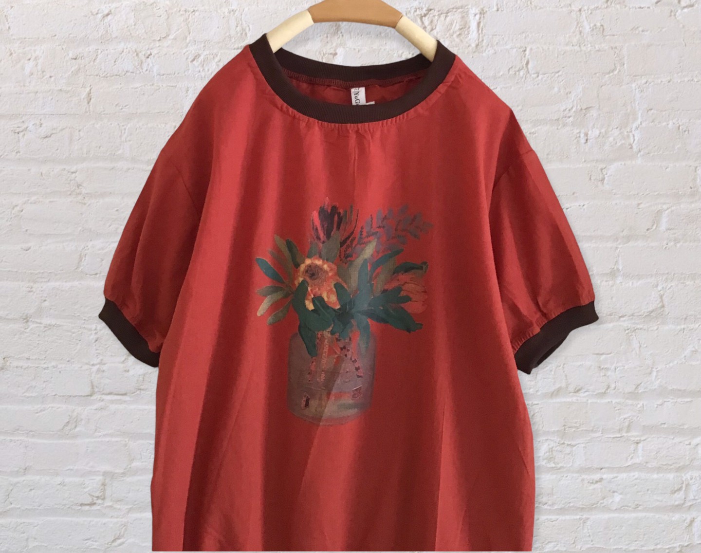 เสื้อผ้าลินินผสมฝ้ายสกรีนลาย