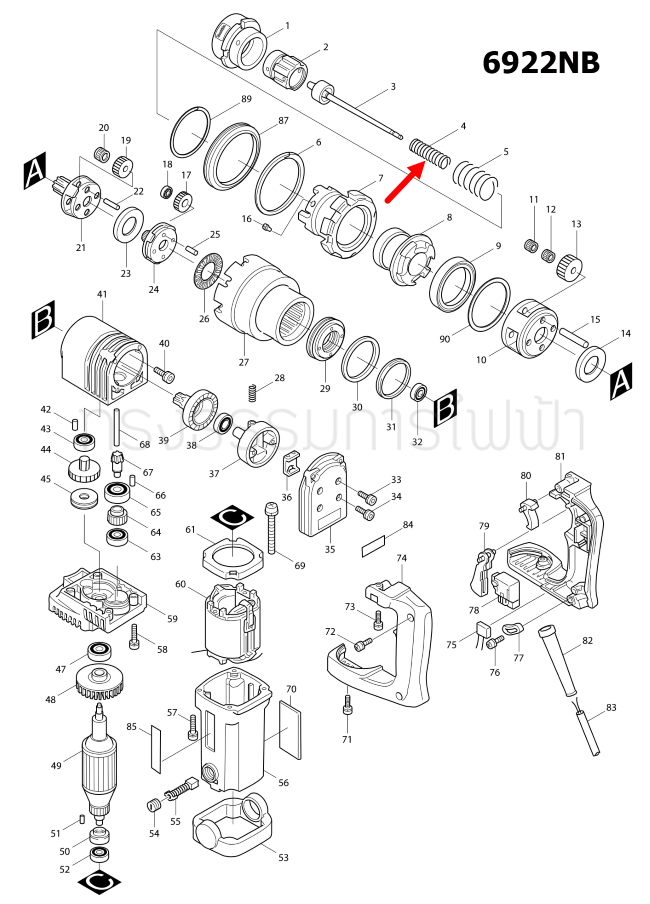 COMPRESSION SPRING 13 บล็อกตัดหัวน๊อตไฟฟ้า Makita มากีต้า 6922NB Pn.233087-9 (แท้) ##