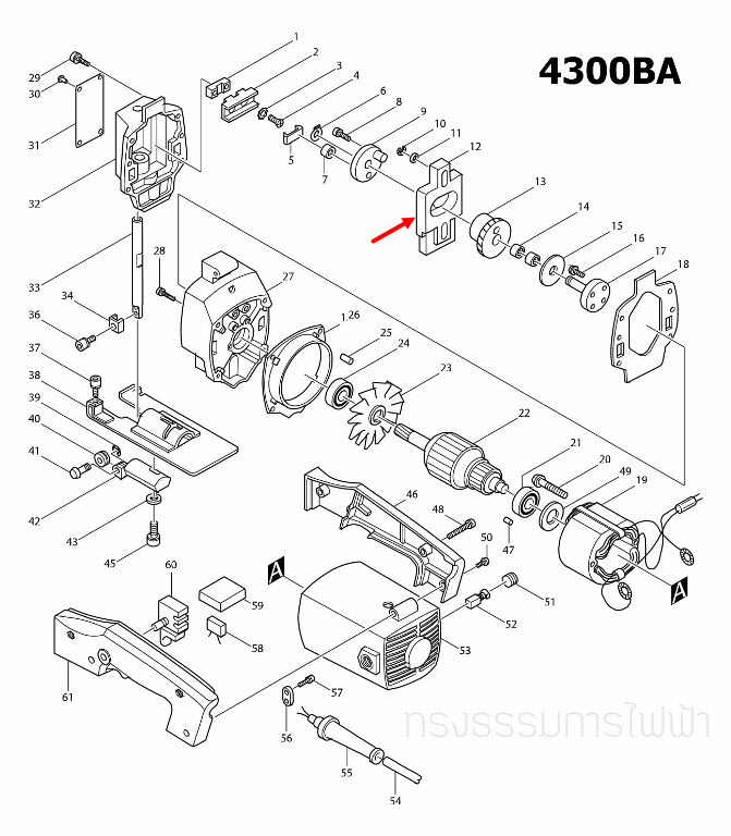 แผ่นถ่วงน้ำหนัก เลื่อยจิ๊กซอว์ Makita-มากีต้า 4300BA, 4300BV [#12] Pn.313014-3 (แท้) ##