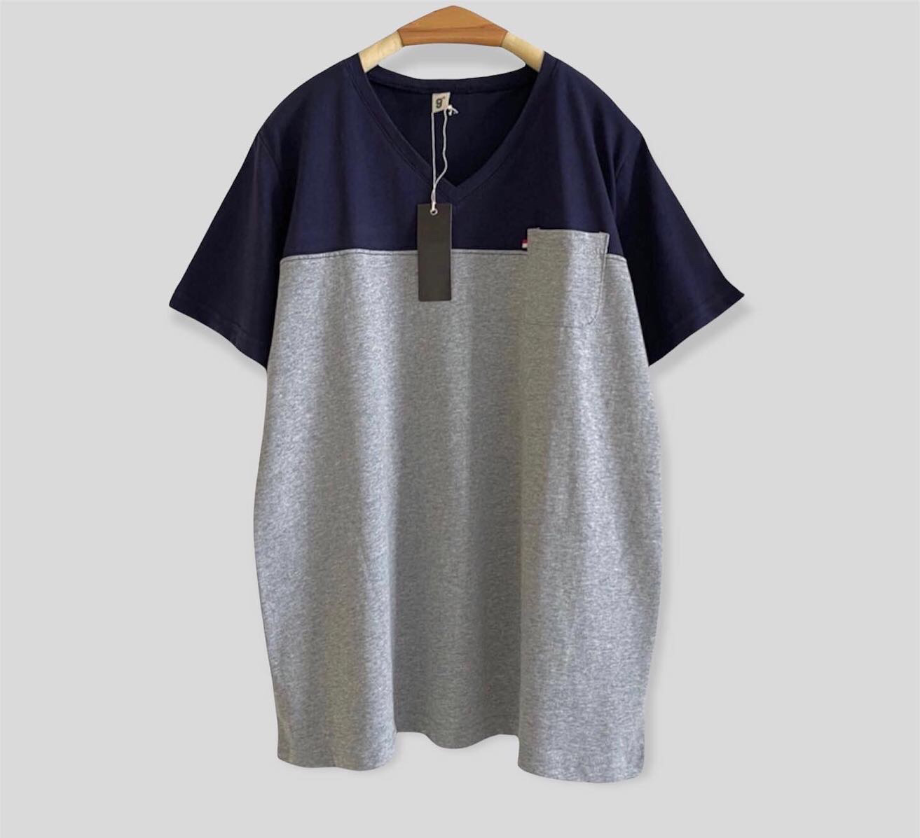 เสื้อยืดคอวีสีทูโทน 9am