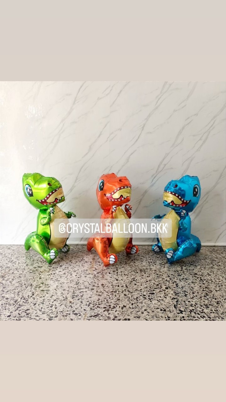ลูกโป่ง วันเกิดเด็ก ฟอยล์ไดโนเสาร์ ตั้งพื้น 3 สี พร้อมตกแต่ง สามารถเปลี่ยนสี-ฟอยล์ตกแต่งได้