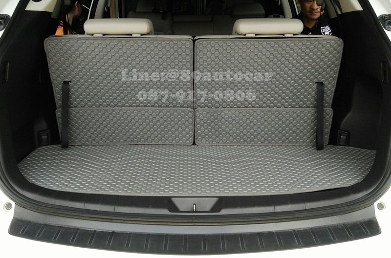 ขายพรมติดรถยนต์เข้ารูป Mazda CX-9 ลายกระดุมสีเทาขอบเทา