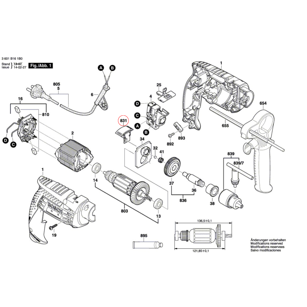 ตัวปรับ สว่านกระแทก Bosch บอช GSB 10 RE [#831] Pn.2609160127(แท้)##