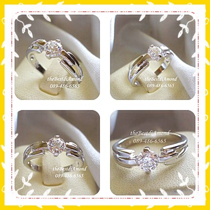 แหวนเพชรเม็ดเดี่ยว ขนาดเพชร 30 ตัง น่ารัก เพชรไม่ใหญ่ค่ะ งานทองขาว 24 K หนา 5ไมครอน รหัส BR051RD