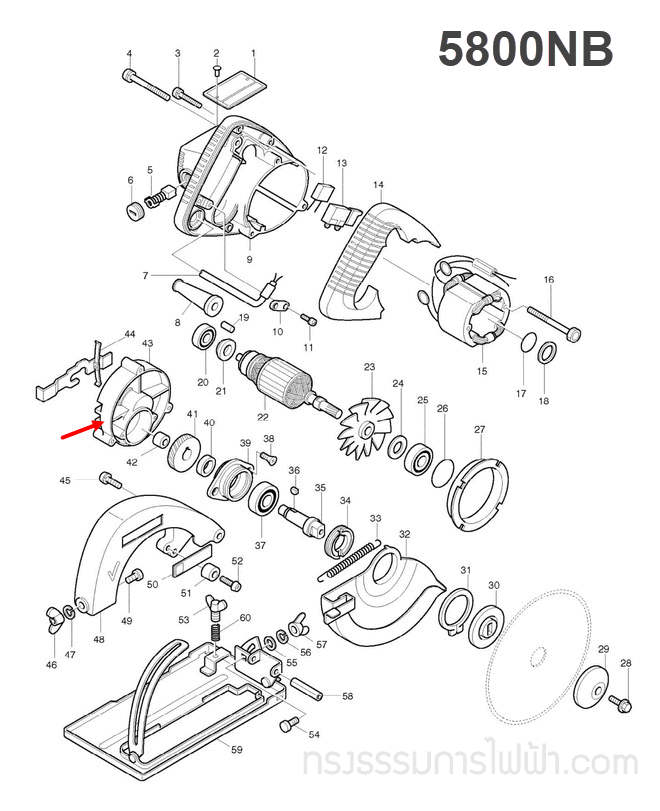 GEAR HOUSING เลื่อยวงเดือน Makita-มากีต้า รุ่น 5800NB [#43] Pn.157060-4 (แท้) ##