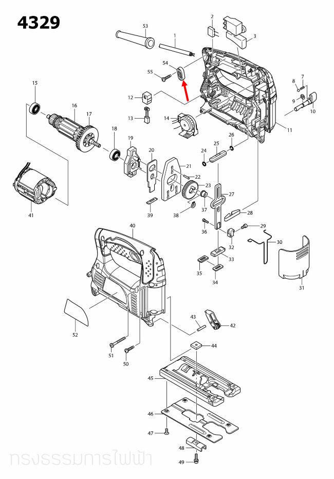 STRAIN RELIEF Maktec มาคเทค, Makita มากีต้า MT650 [#19], MT651 [#25], MT813 [#43], MT910 [#36], M1100, M1100KX1B, VC3210L [#35], M3600, M3600B [#38], 4327, 4329 [#54], M4101B, M6002, M6002B [#20], M6500, M6500B Pn.687124-5 (แท้) ##