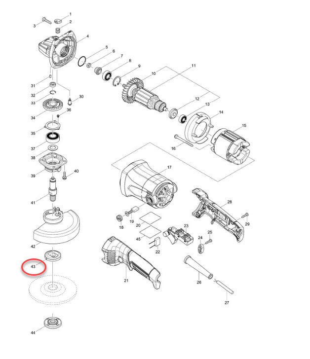 INNER FLANGE 42 Makita มากีต้า รุ่น M9002 [#43], GA5010 [#52] Pn.224415-9 ##
