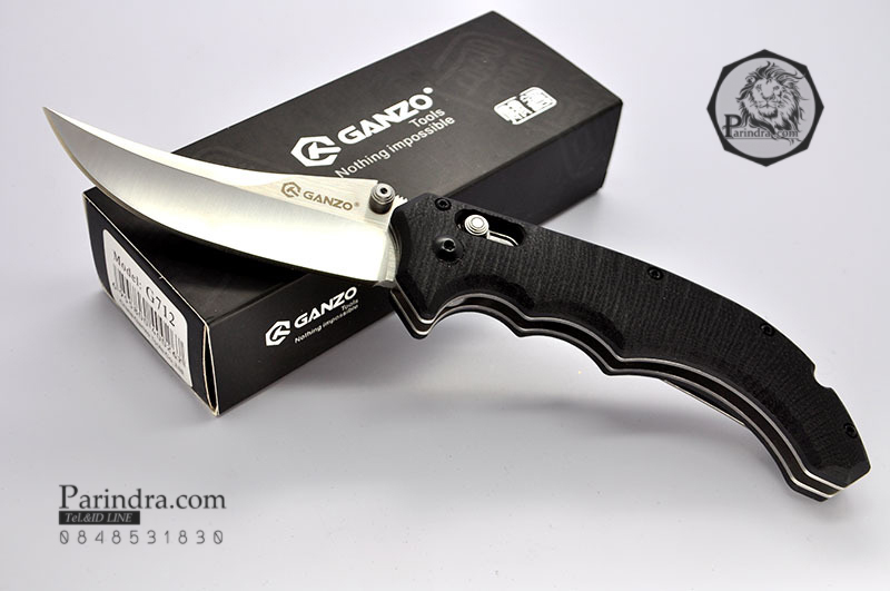 มีดพับ Ganzo รุ่น G712 ด้ามสี G10 ด้ามสีดำสนิท ใบสีเงิน ของแท้ 100%