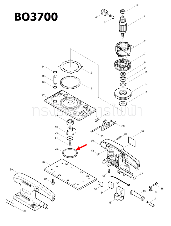 SPONGE WASHER 53 เครื่องขัดกระดาษทราย Makita มากีต้า BO3700 [#22] Pn.261114-2 (แท้) ##