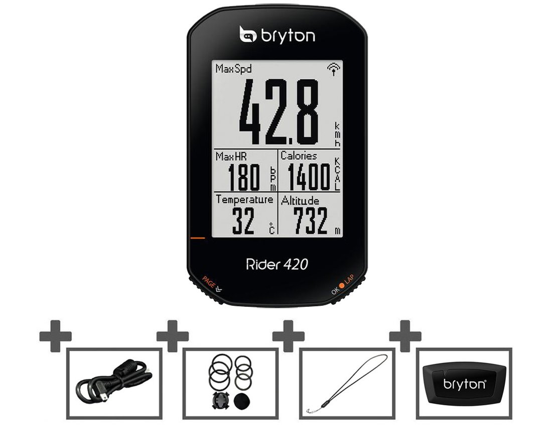 ไมล์ Bryton Rider 420 GPS Cycling Computer ครบเซ็ท(ไมล์+รอบขา และ หัวใจ)