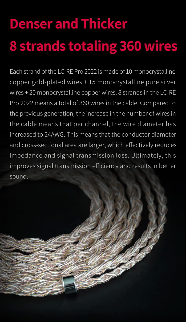 FiiO LC-RE Pro 2022 สายอัพเกรดหูฟังแบบ tri-metallic สามธาตุ ประกันศูนย์ไทย