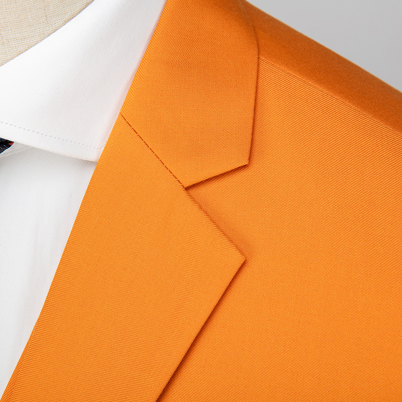 พร้อมเช่า ชุดสูทชาย สีส้ม สไตล์เกาหลี (ไม่มีเสื้อกั๊ก)