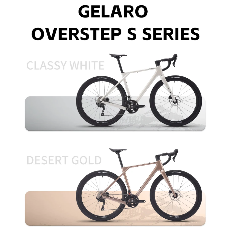 จักรยานกราเวล SAVA GELARO S6 2025 | เฟรมคาร์บอน T800 น้ำหนักเบา | Shimano GRX600 1x11 สปีด | สีขาว เทา ทอง ดำ |