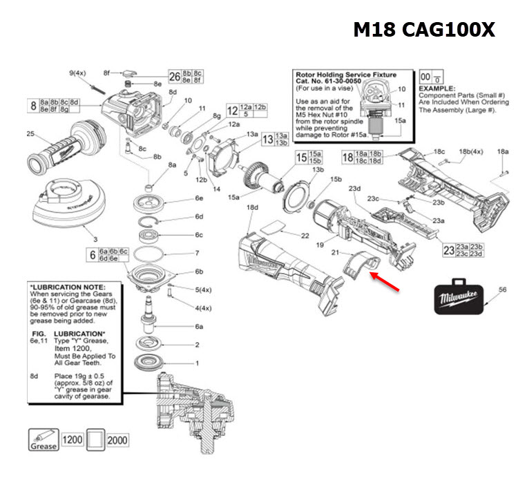 Duct Cover ฝาครอบท่อ หินเจียรไร้สาย 5" M18 CAG100X(70) Pn.305952001MWK (แท้-สั่ง)