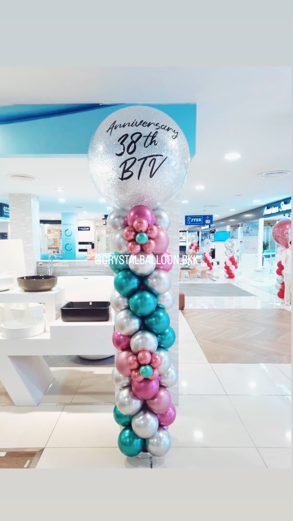 เสาลูกโป่ง ครบรอบ Bubble 36" สีเงิน พร้อมตกแต่ง สามารถเปลี่ยนสีลูกโป่ง/เปลี่ยนข้อความได้