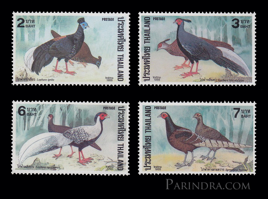 แสตมป์ชุด ไก่ฟ้า Pheasants ปี 2531 (ยังไม่ใช้)