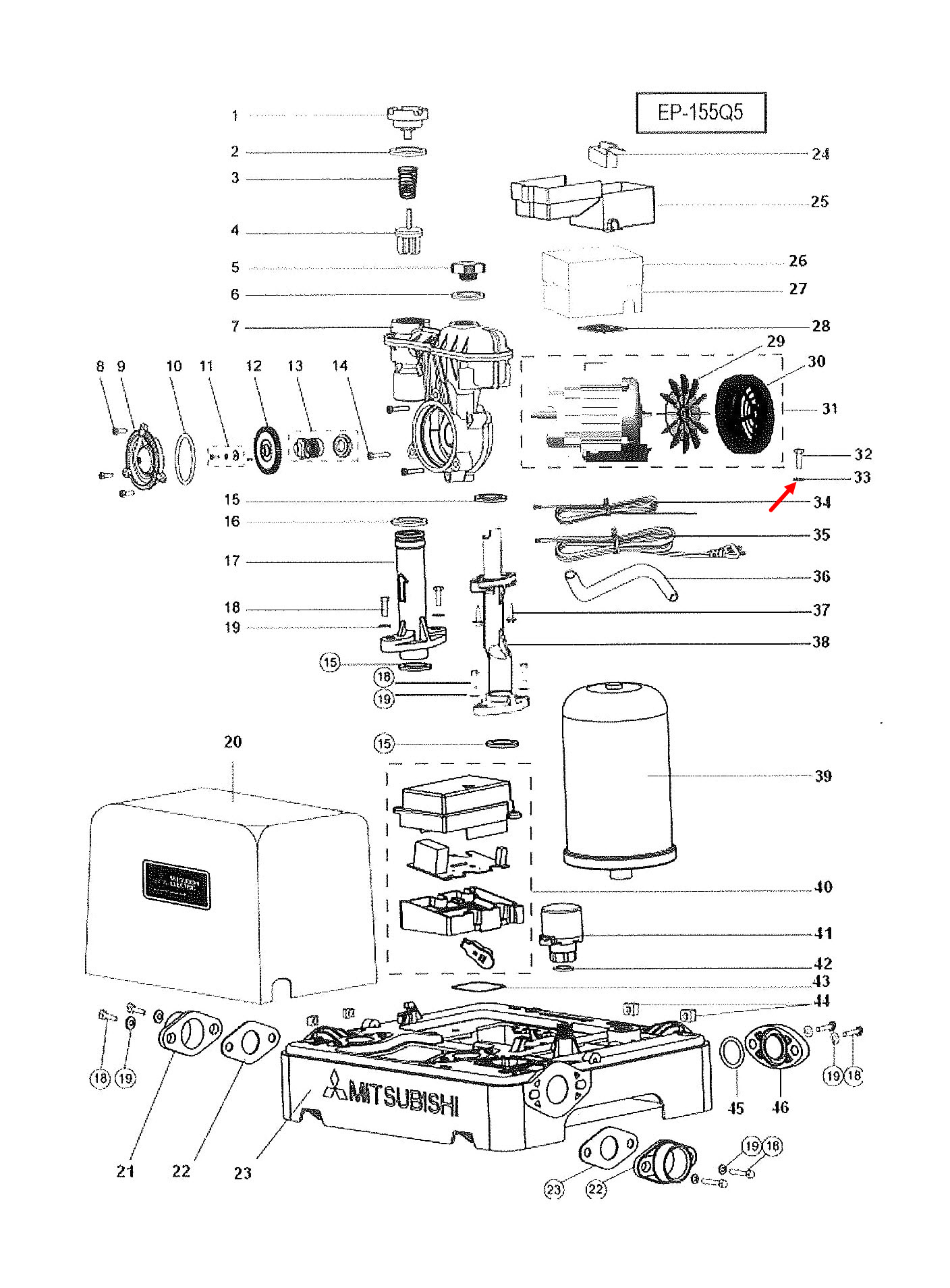 วอชเชอร์ 6 ปั้มน้ำ มิตซู WP-85, WP-105, WP-155, EP-155 Pn.H04301E01 (ราคา/ชิ้น-) (แท้)