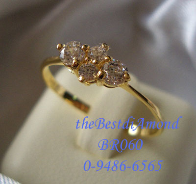 แหวนเพชรเม็ดกลม 4 เม็ดค่ะ หวานๆ เรียงเพชรน่ารักดีค่ะ ดูลงตัวดีคะ ชุปทองแท้ 24 K BR060