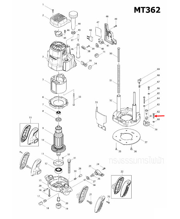 HEX. BOLT M5X28 เราท์เตอร์ Maktec มาคเทค, Makita มากีต้า MT360, MT362, M3600, M3600B [#62] Pn.265516-4 (แท้) ##