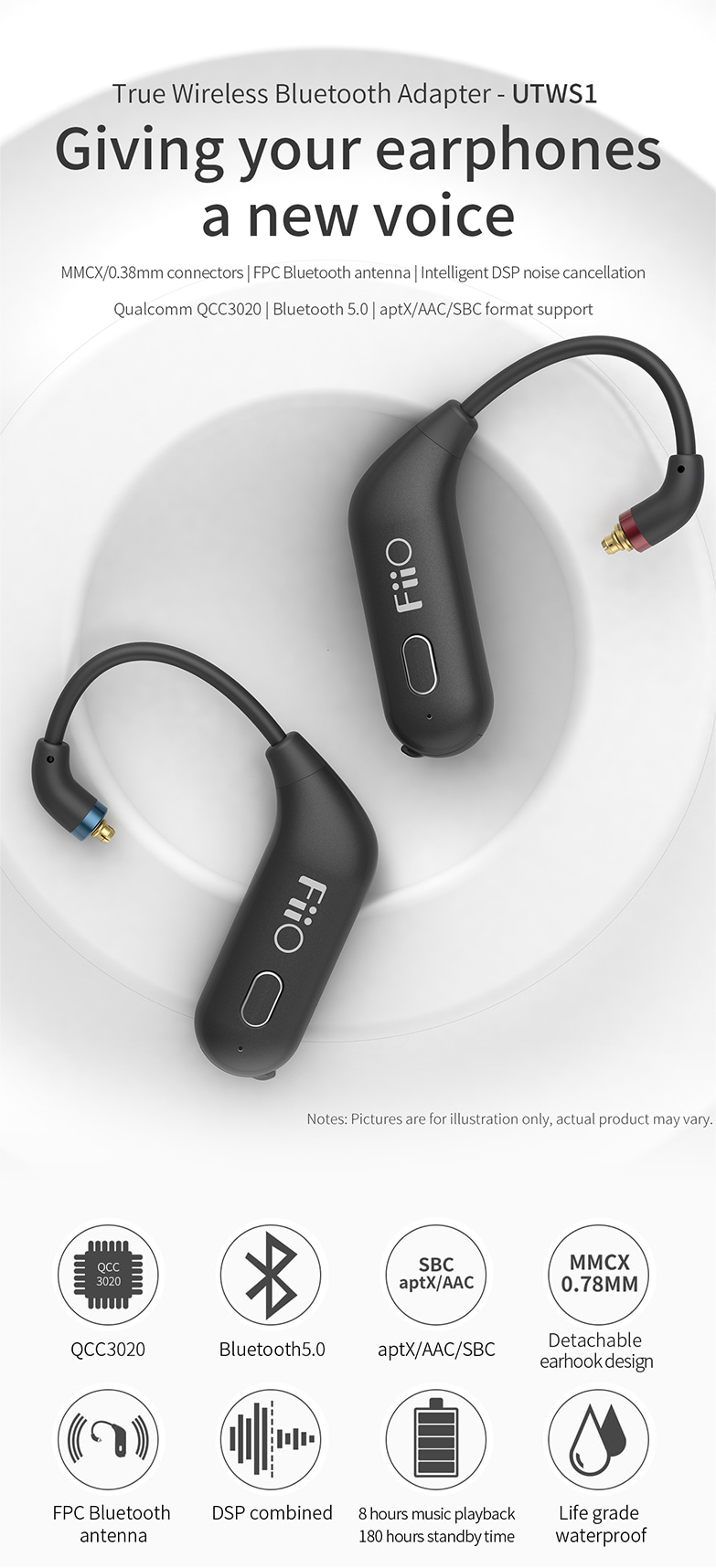 ขาย FiiO UTWS1 อะแดปเตอร์เปลี่ยนหูฟังให้รองรับ True Wireless Bluetooth