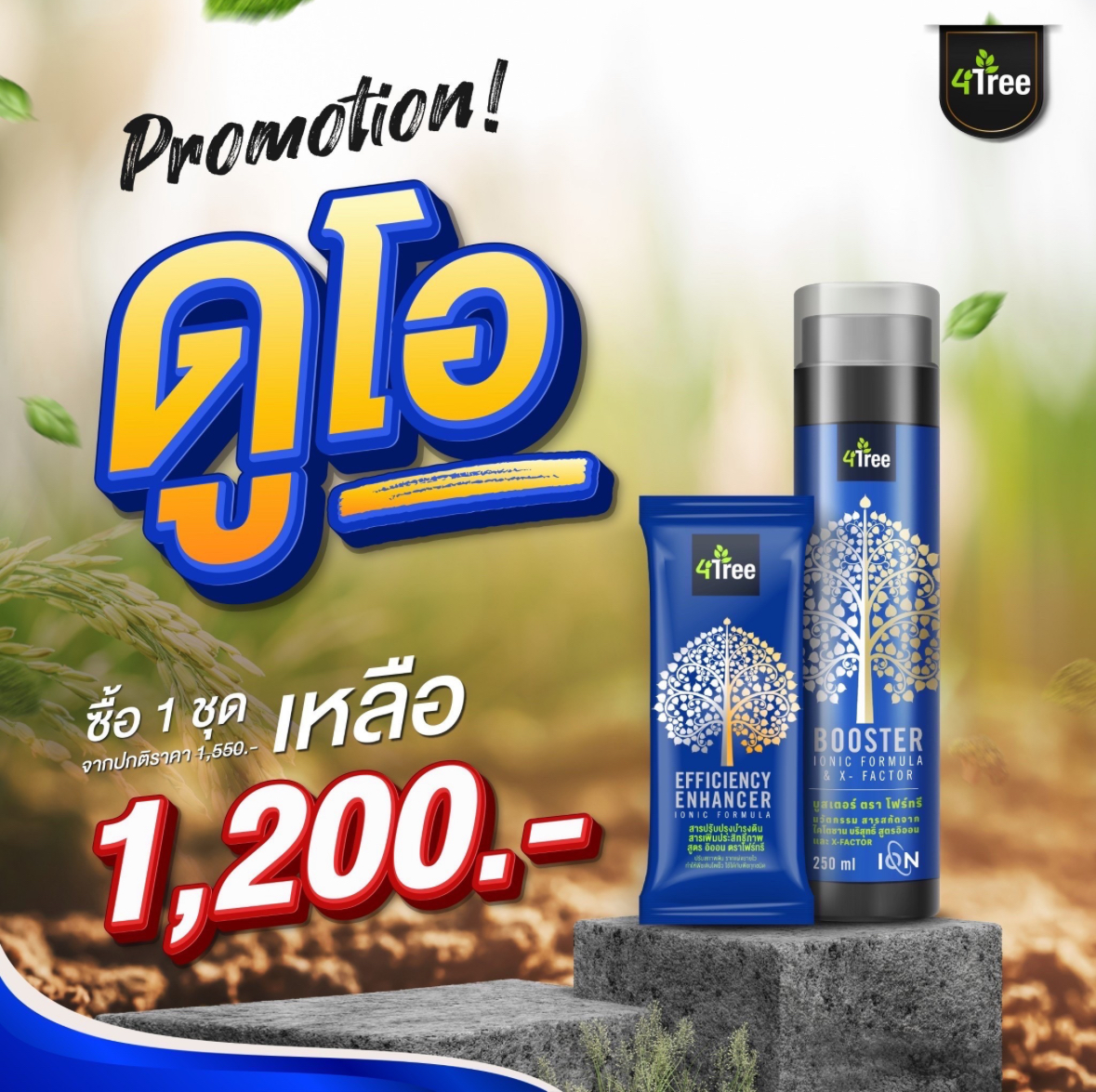 4Tree(โฟรทรี) ชุดขายดี 3 ซอง 1200บาท ปกติ 1800 ประหยัด 600 บาท